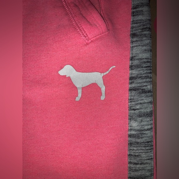 VS PINK SIZE SMALL OG BOYFRIEND STYLE SWEATPANTS. Hot Barbie Pink w/Marl Grey. - Picture 4 of 10